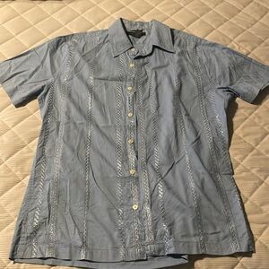 Men’s Guayabera Baby Blue embroidered short sleeve